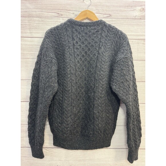 Vintage Carraig Donn Gray 100% Wool Irish Fisherman Sweater S - Picture 2 of 8